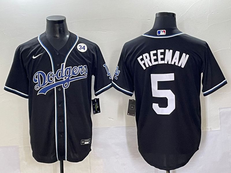 Men 2025 Los Angeles Dodgers #5 Freeman Black Three generations Fashion Nike MLB Jersey style 70410->los angeles dodgers->MLB Jersey